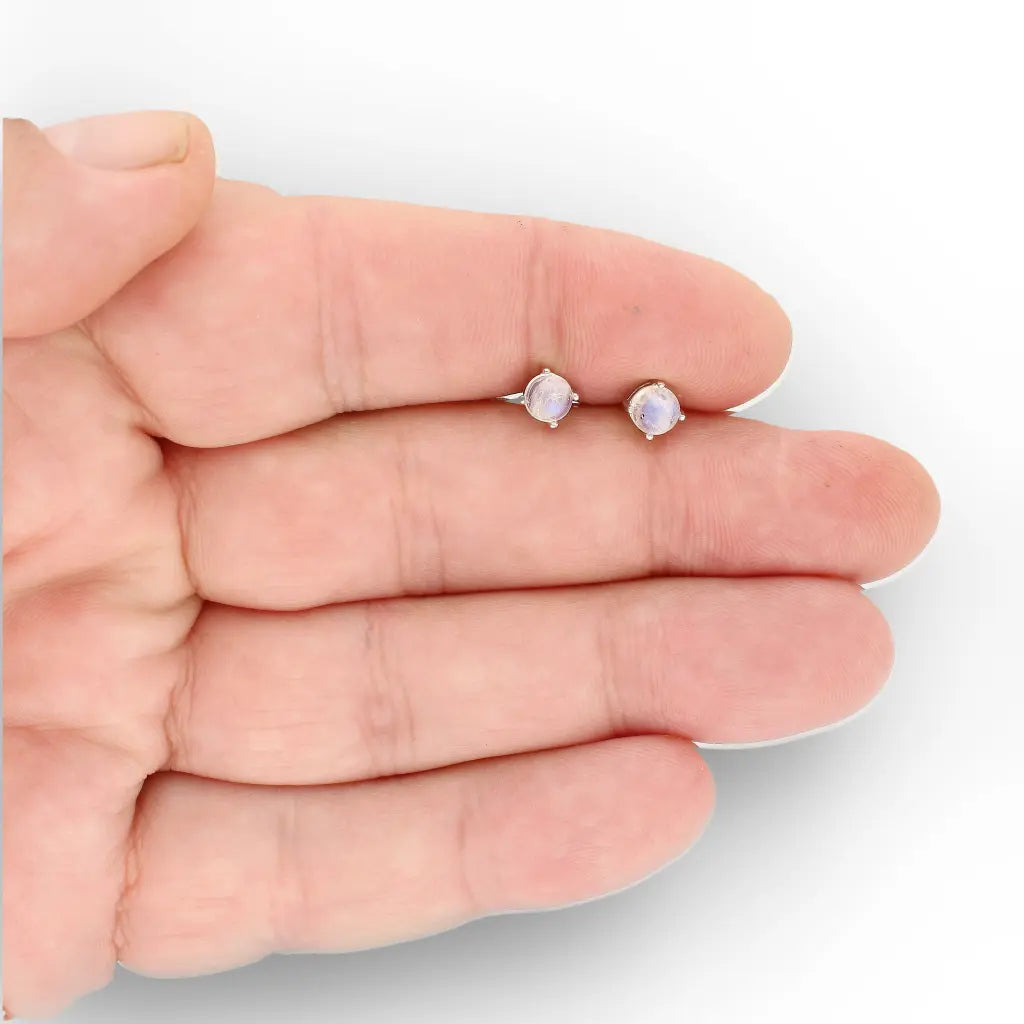 Get your Rainbow Moonstone Round Silver Stud Earrings online now or in store at Forever Gems in Franschhoek, South Africa