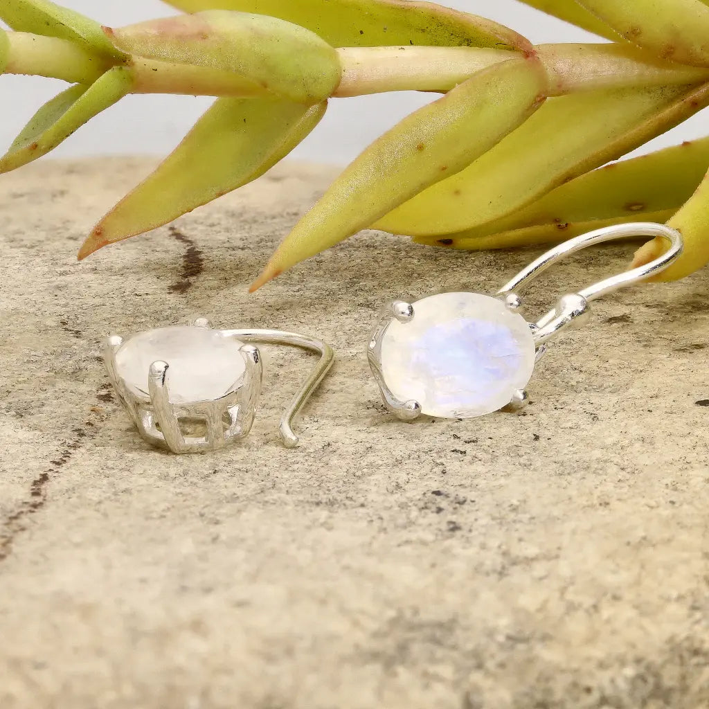 Get your Rainbow Moonstone Oval Drop Silver Earrings online now or in store at Forever Gems in Franschhoek, South Africa