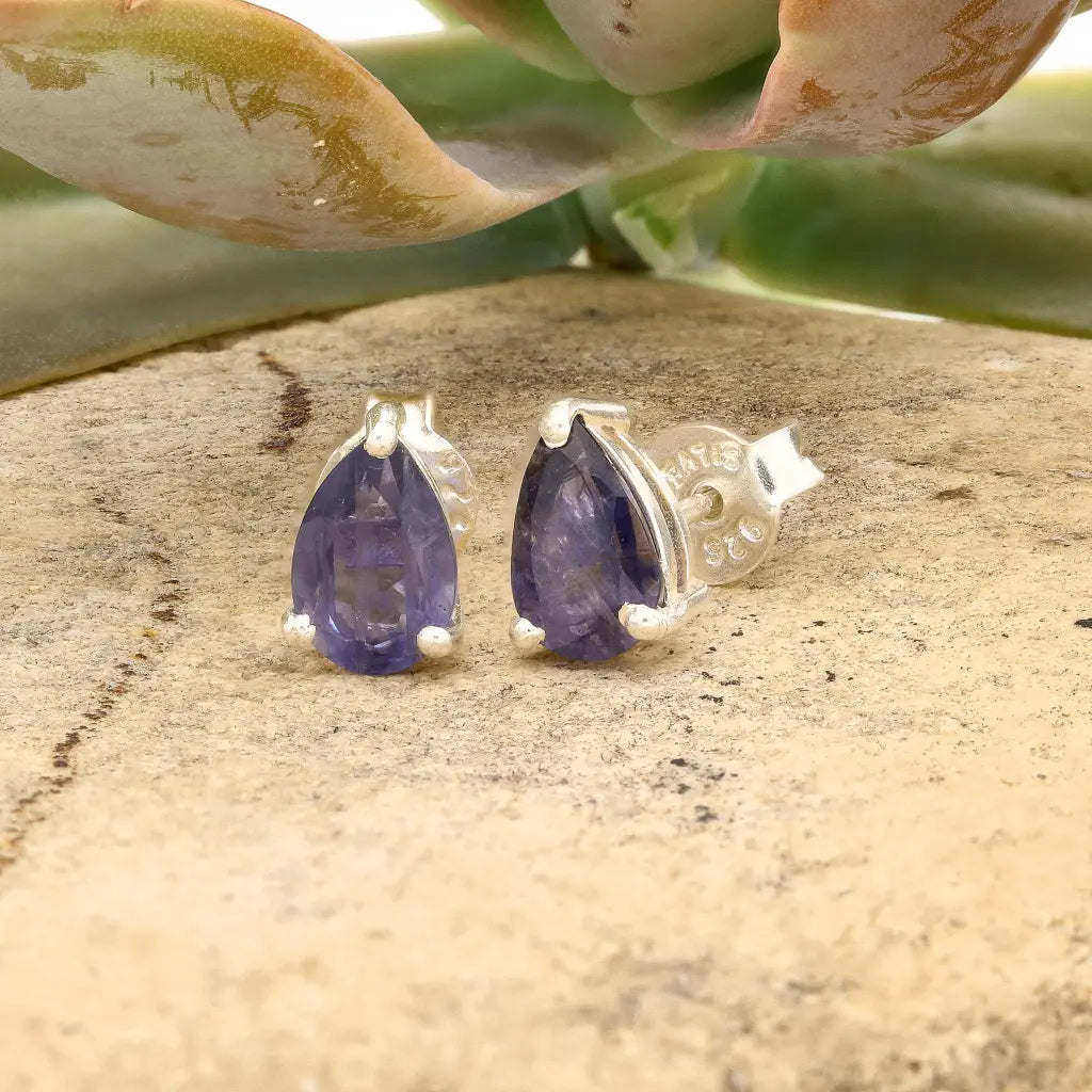 Get your Iolite Pear Cut Sterling Silver Stud Earrings online now or in store at Forever Gems in Franschhoek, South Africa