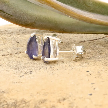 Get your Iolite Pear Cut Sterling Silver Stud Earrings online now or in store at Forever Gems in Franschhoek, South Africa