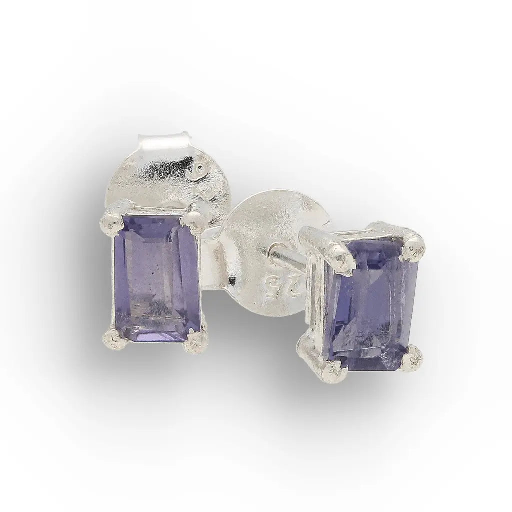 Get your Baguette Cut Iolite Stud Earrings in Sterling Silver online now or in store at Forever Gems in Franschhoek, South Africa