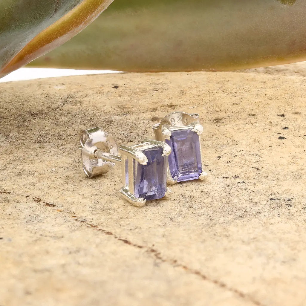 Get your Baguette Cut Iolite Stud Earrings in Sterling Silver online now or in store at Forever Gems in Franschhoek, South Africa