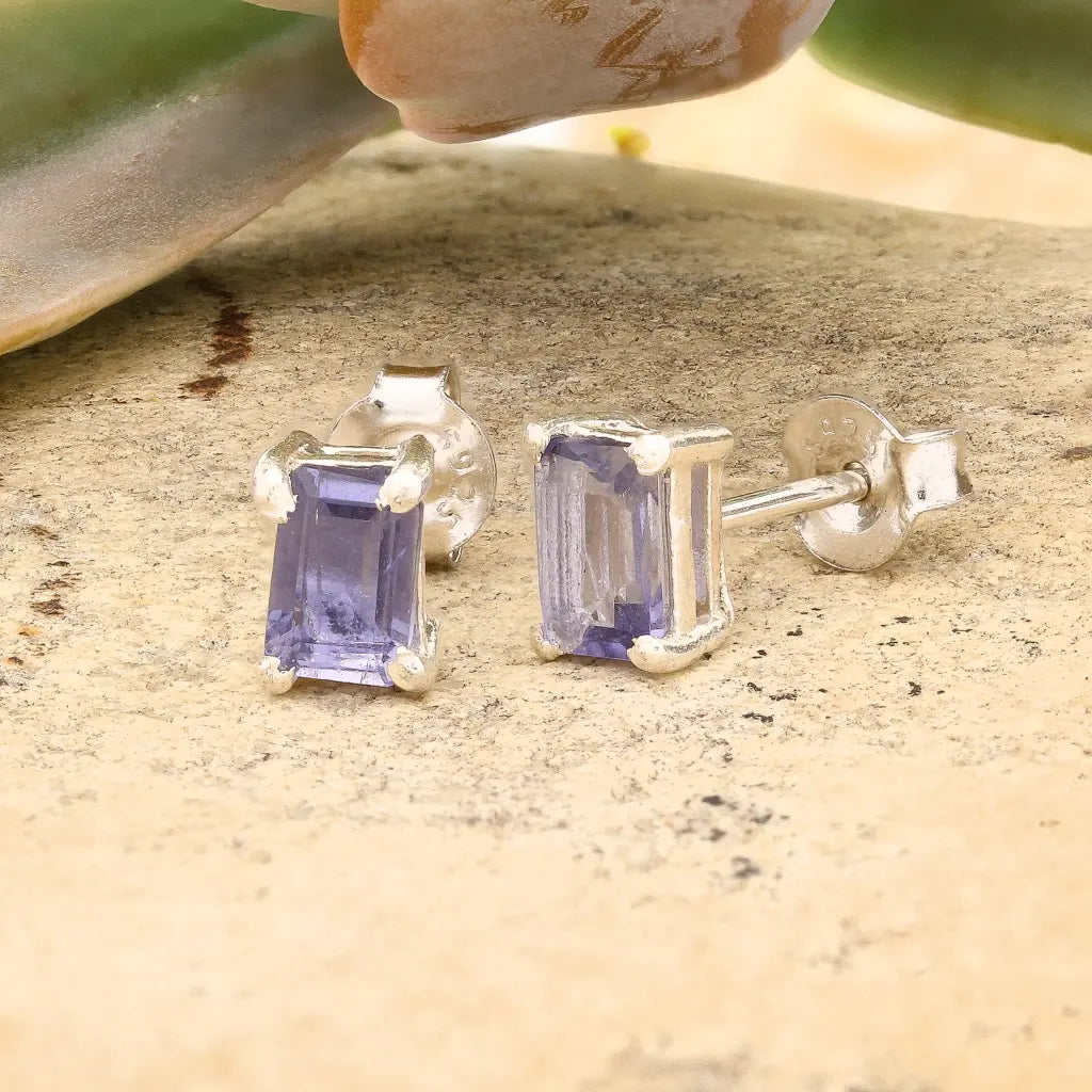 Get your Baguette Cut Iolite Stud Earrings in Sterling Silver online now or in store at Forever Gems in Franschhoek, South Africa