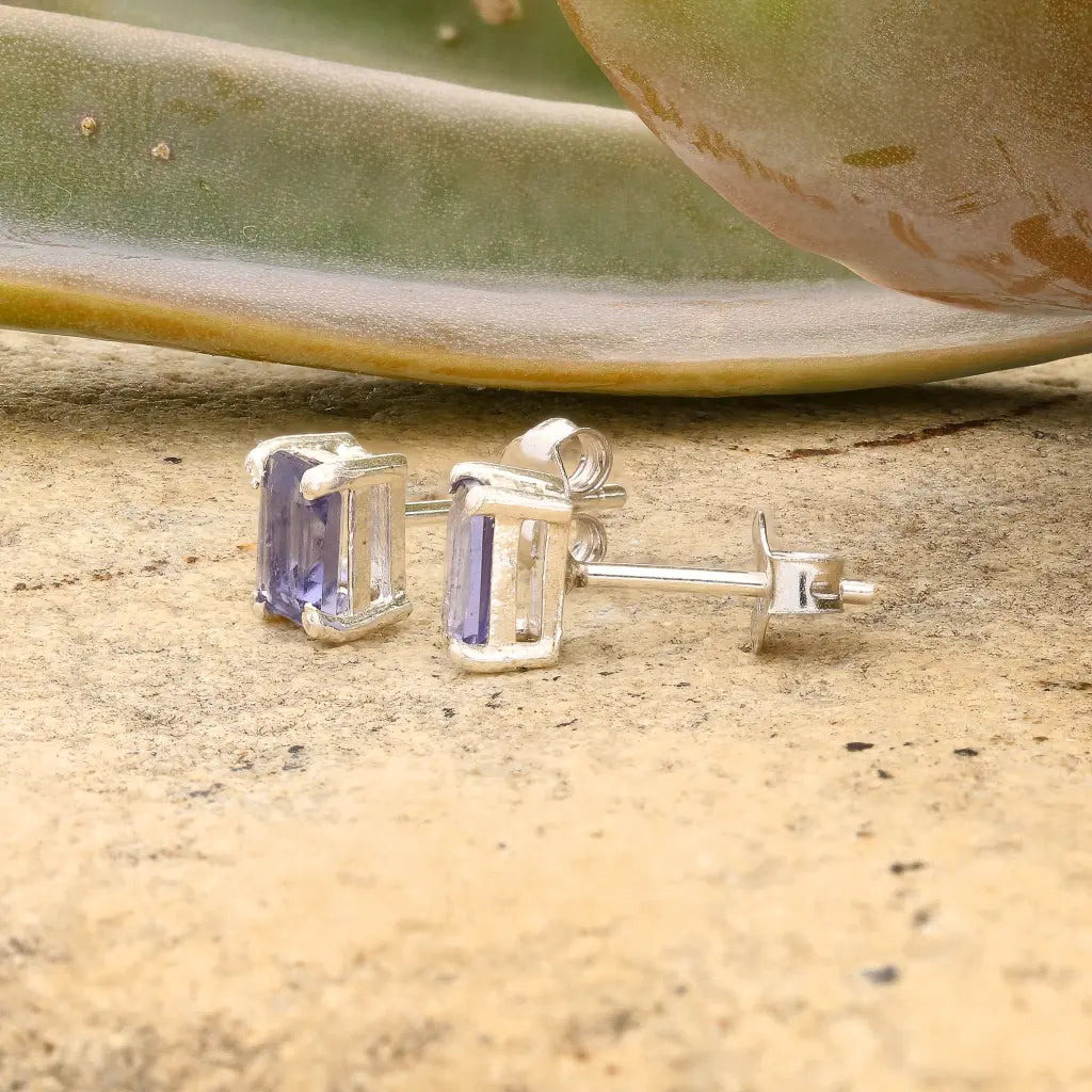 Get your Baguette Cut Iolite Stud Earrings in Sterling Silver online now or in store at Forever Gems in Franschhoek, South Africa