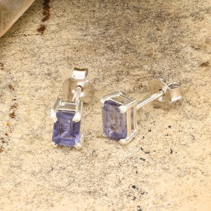 Get your Baguette Cut Iolite Stud Earrings in Sterling Silver online now or in store at Forever Gems in Franschhoek, South Africa