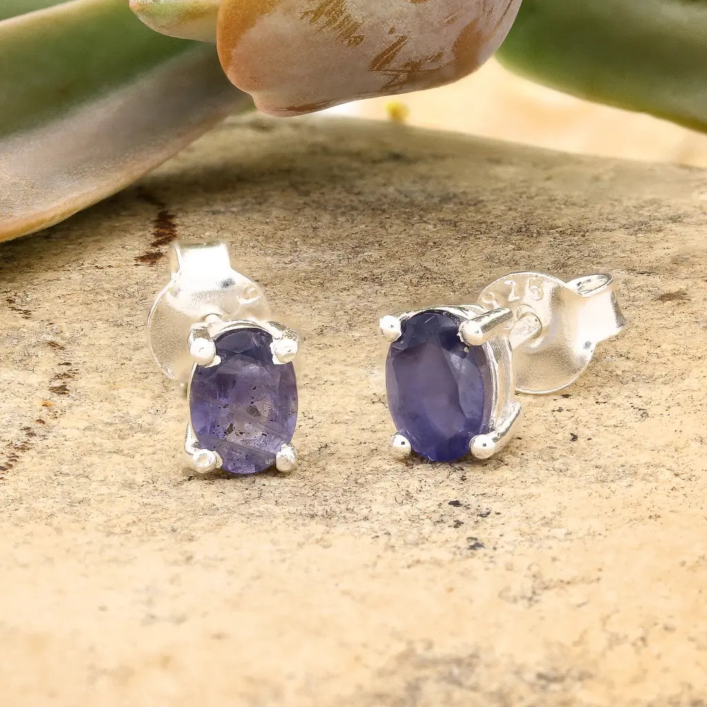 Get your Oval Iolite Stud Earrings in Sterling Silver online now or in store at Forever Gems in Franschhoek, South Africa