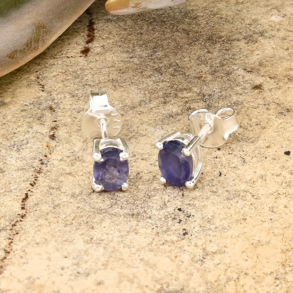 Get your Oval Iolite Stud Earrings in Sterling Silver online now or in store at Forever Gems in Franschhoek, South Africa