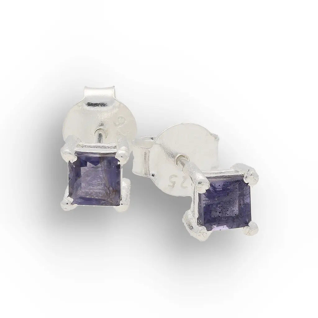 Get your Square Iolite Stud Earrings in Sterling Silver online now or in store at Forever Gems in Franschhoek, South Africa