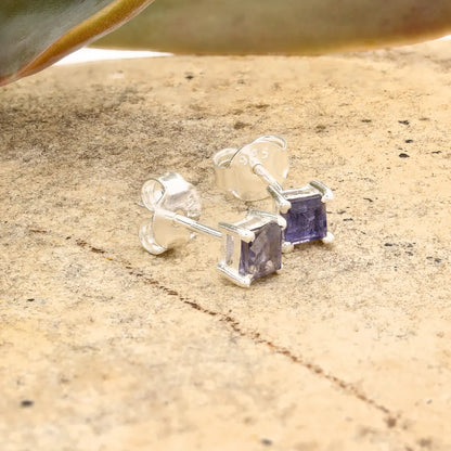 Get your Square Iolite Stud Earrings in Sterling Silver online now or in store at Forever Gems in Franschhoek, South Africa