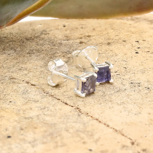 Get your Square Iolite Stud Earrings in Sterling Silver online now or in store at Forever Gems in Franschhoek, South Africa