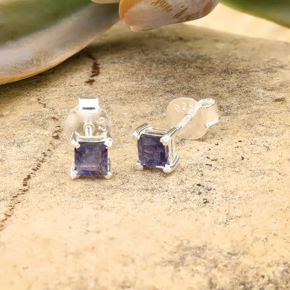 Get your Square Iolite Stud Earrings in Sterling Silver online now or in store at Forever Gems in Franschhoek, South Africa