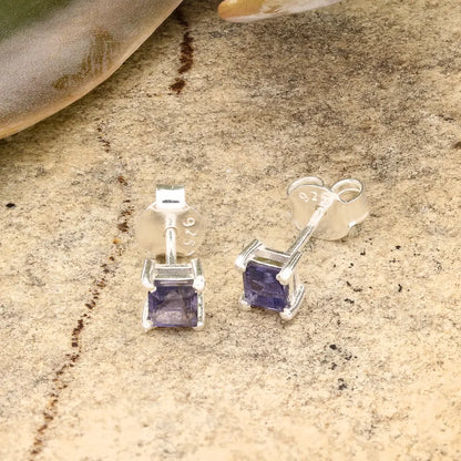 Get your Square Iolite Stud Earrings in Sterling Silver online now or in store at Forever Gems in Franschhoek, South Africa