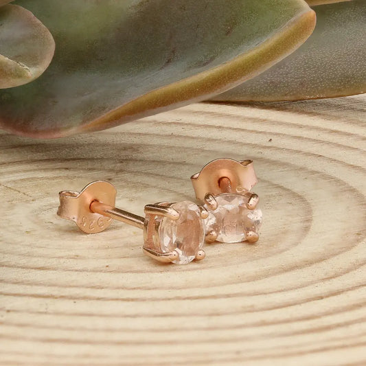 Get your Morganite Oval Stud Earrings in Rose Gold Silver online now or in store at Forever Gems in Franschhoek, South Africa