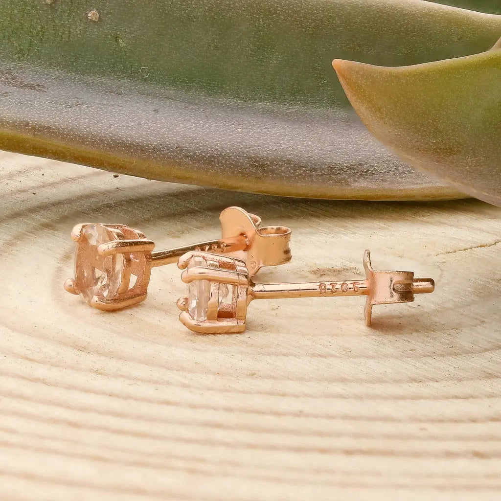 Get your Morganite Oval Stud Earrings in Rose Gold Silver online now or in store at Forever Gems in Franschhoek, South Africa