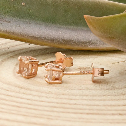 Get your Morganite Oval Stud Earrings in Rose Gold Silver online now or in store at Forever Gems in Franschhoek, South Africa