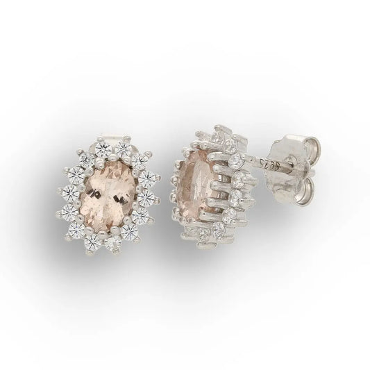 Get your Morganite Halo Stud Earrings in Sterling Silver online now or in store at Forever Gems in Franschhoek, South Africa