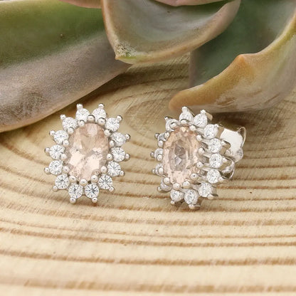 Get your Morganite Halo Stud Earrings in Sterling Silver online now or in store at Forever Gems in Franschhoek, South Africa
