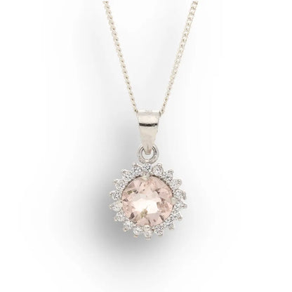 Get your Morganite Halo Necklace in Sterling Silver Sparkle online now or in store at Forever Gems in Franschhoek, South Africa