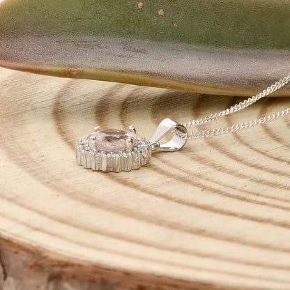 Get your Morganite Halo Necklace in Sterling Silver Sparkle online now or in store at Forever Gems in Franschhoek, South Africa