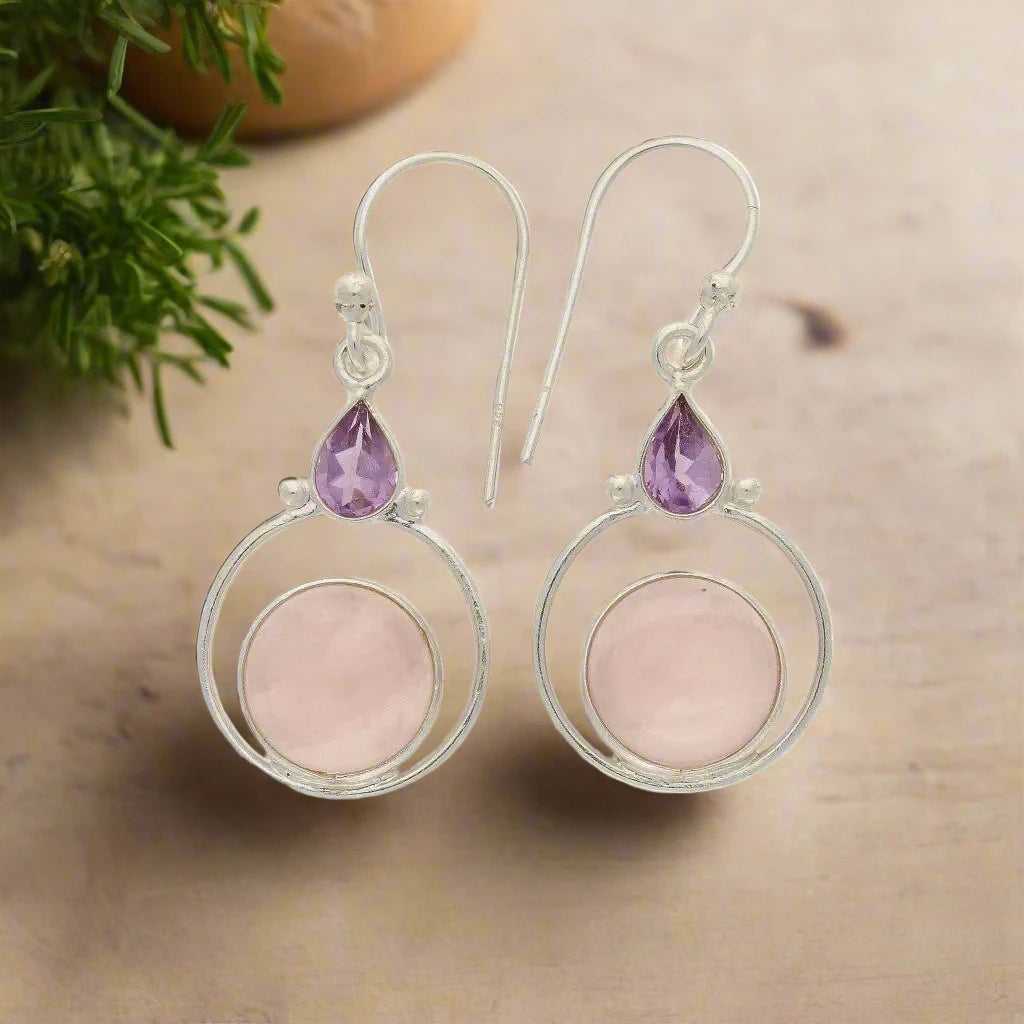 Buy your Rainbow Drops: Rose Quartz and Amethyst Earrings online now or in store at Forever Gems in Franschhoek, South Africa