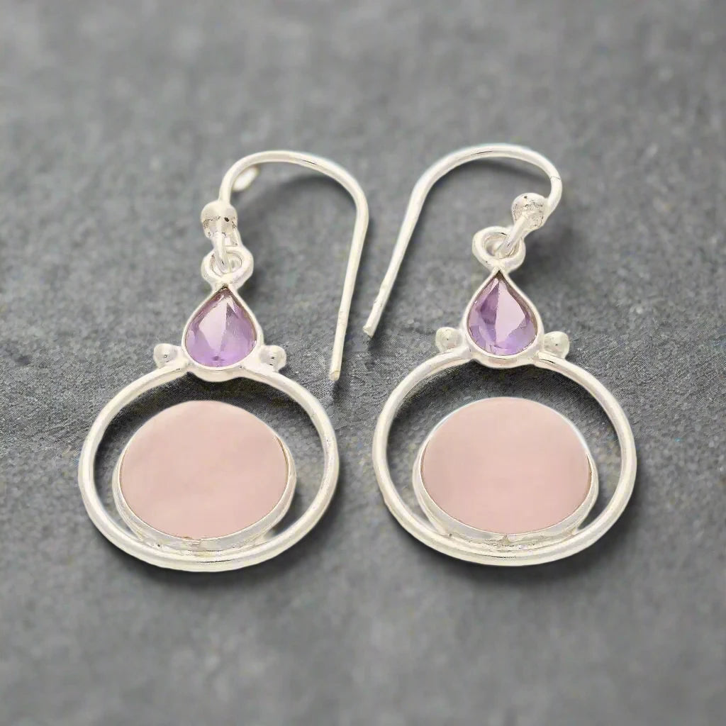 Buy your Rainbow Drops: Rose Quartz and Amethyst Earrings online now or in store at Forever Gems in Franschhoek, South Africa