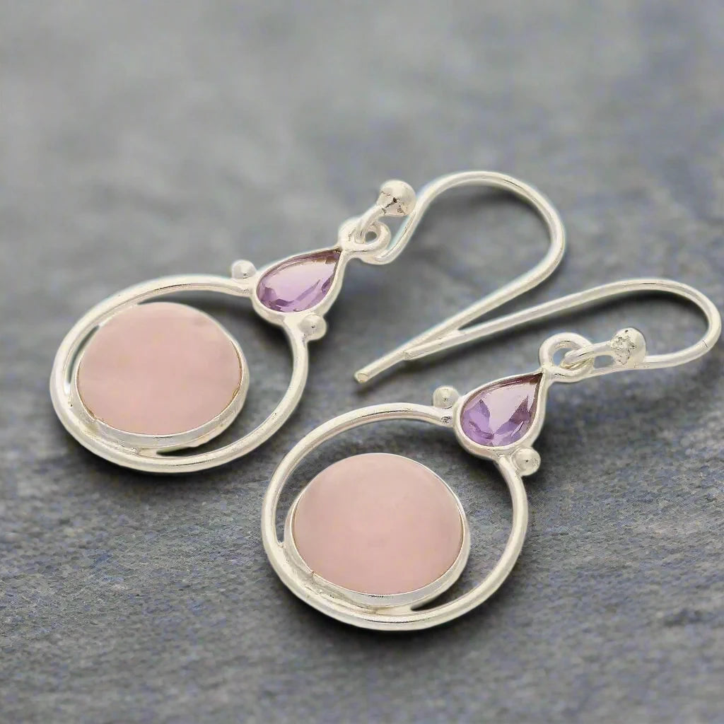 Buy your Rainbow Drops: Rose Quartz and Amethyst Earrings online now or in store at Forever Gems in Franschhoek, South Africa