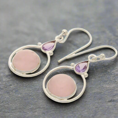 Buy your Rainbow Drops: Rose Quartz and Amethyst Earrings online now or in store at Forever Gems in Franschhoek, South Africa
