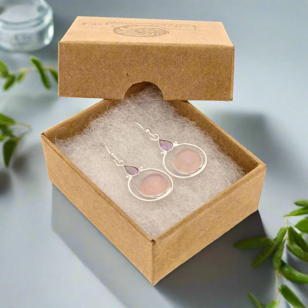 Buy your Rainbow Drops: Rose Quartz and Amethyst Earrings online now or in store at Forever Gems in Franschhoek, South Africa