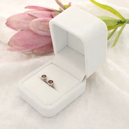 Natural Pink Tourmaline Stud Earrings in Sterling Silver