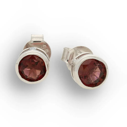 Natural Pink Tourmaline Stud Earrings in Sterling Silver