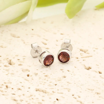 Natural Pink Tourmaline Stud Earrings in Sterling Silver