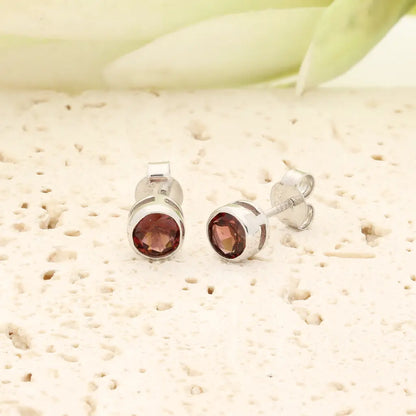 Natural Pink Tourmaline Stud Earrings in Sterling Silver