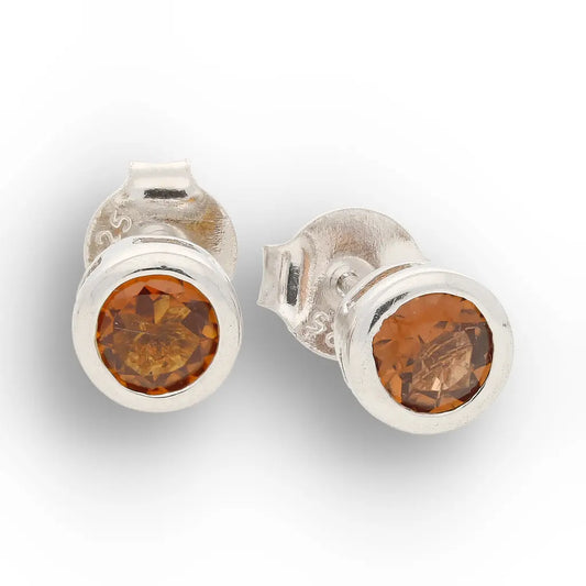 Natural Golden Tourmaline Stud Earrings in Sterling Silver