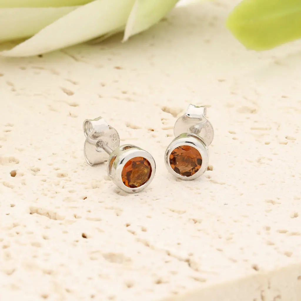 Natural Golden Tourmaline Stud Earrings in Sterling Silver