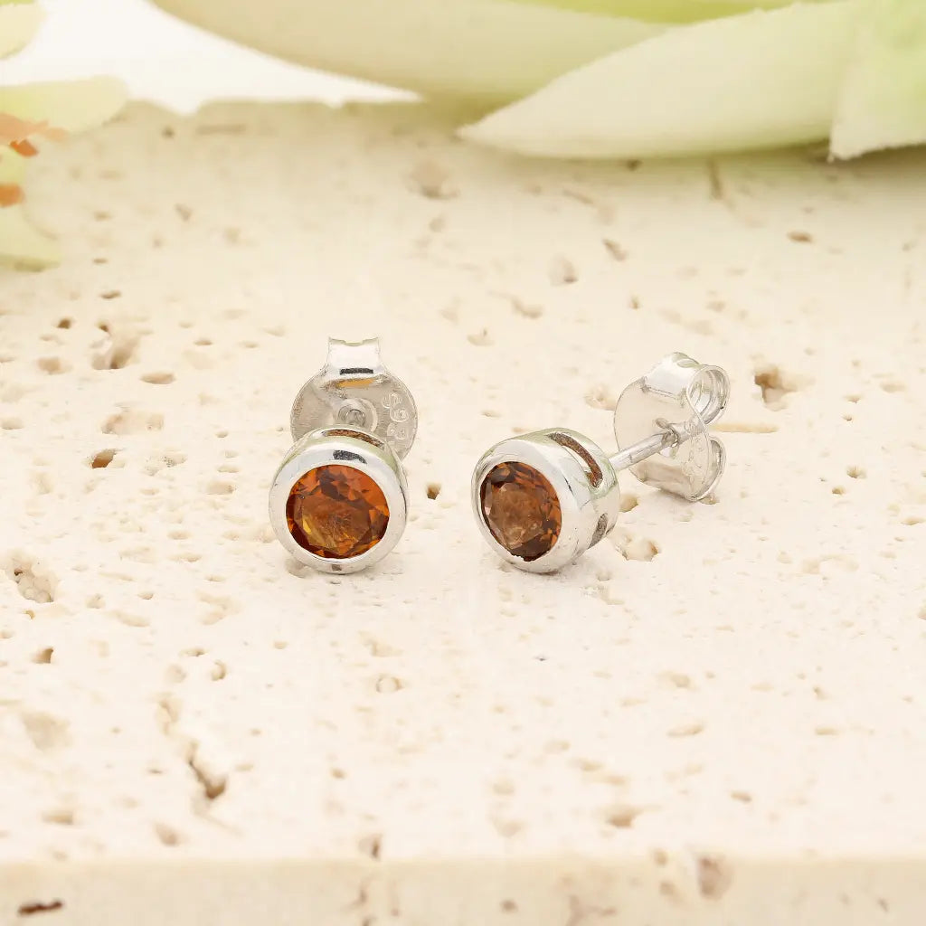 Natural Golden Tourmaline Stud Earrings in Sterling Silver