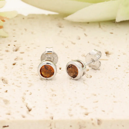 Natural Golden Tourmaline Stud Earrings in Sterling Silver