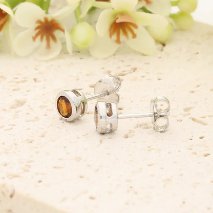 Natural Golden Tourmaline Stud Earrings in Sterling Silver