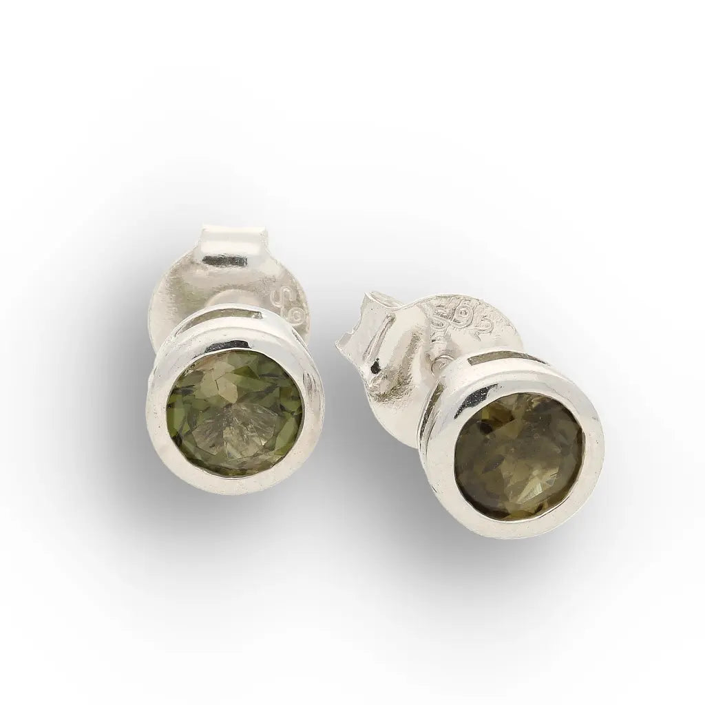Natural Green Tourmaline Stud Earrings in Sterling Silver