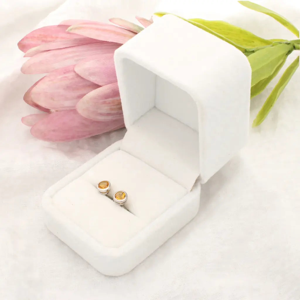 Natural Yellow Tourmaline Stud Earrings in Sterling Silver