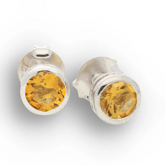 Natural Yellow Tourmaline Stud Earrings in Sterling Silver