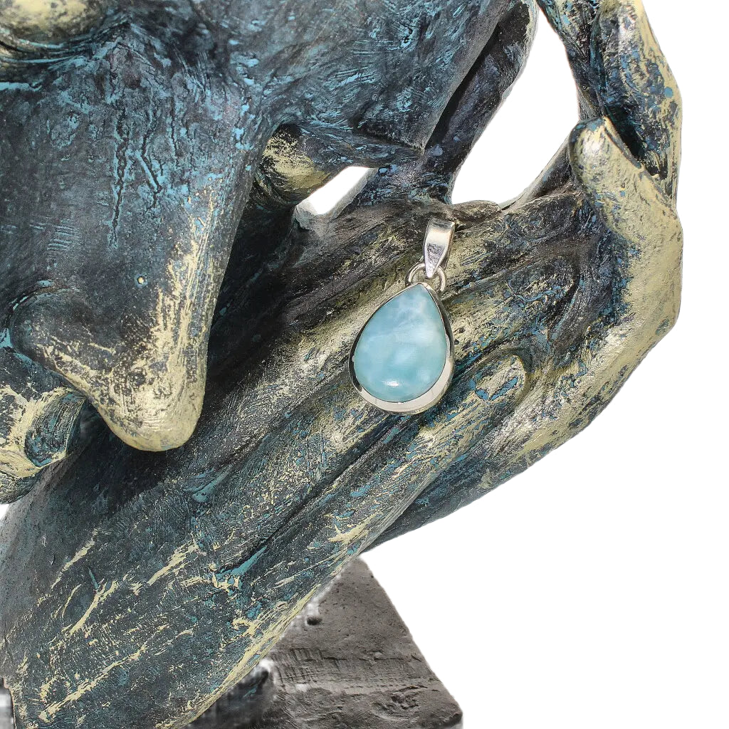 Get your Caribbean Dreams Sterling Silver Larimar Teardrop Pendant - Dominican Republic Blue Stone Jewelry online now or in store at Forever Gems in Franschhoek, South Africa