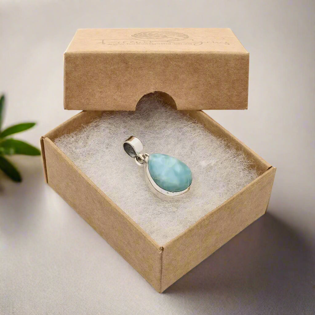 Get your Caribbean Dreams Sterling Silver Larimar Teardrop Pendant - Dominican Republic Blue Stone Jewelry online now or in store at Forever Gems in Franschhoek, South Africa