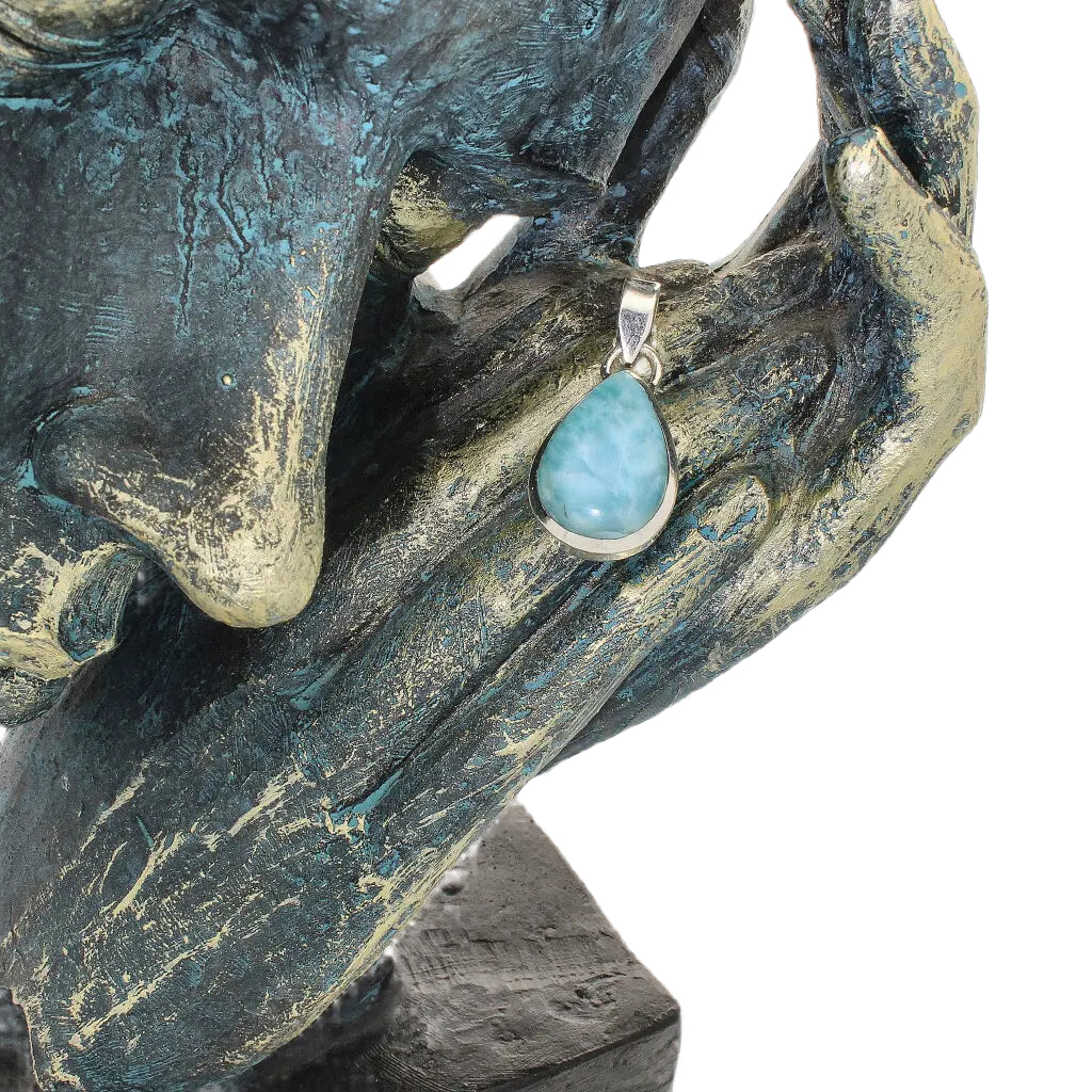Get your Caribbean Dreams Sterling Silver Larimar Teardrop Pendant - Dominican Republic Blue Stone Jewelry online now or in store at Forever Gems in Franschhoek, South Africa