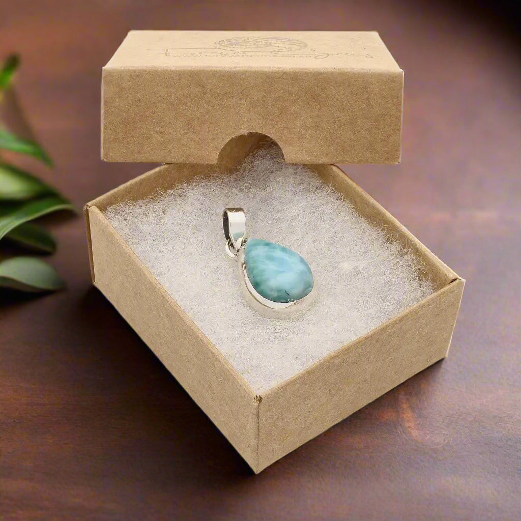 Get your Caribbean Dreams Sterling Silver Larimar Teardrop Pendant - Dominican Republic Blue Stone Jewelry online now or in store at Forever Gems in Franschhoek, South Africa