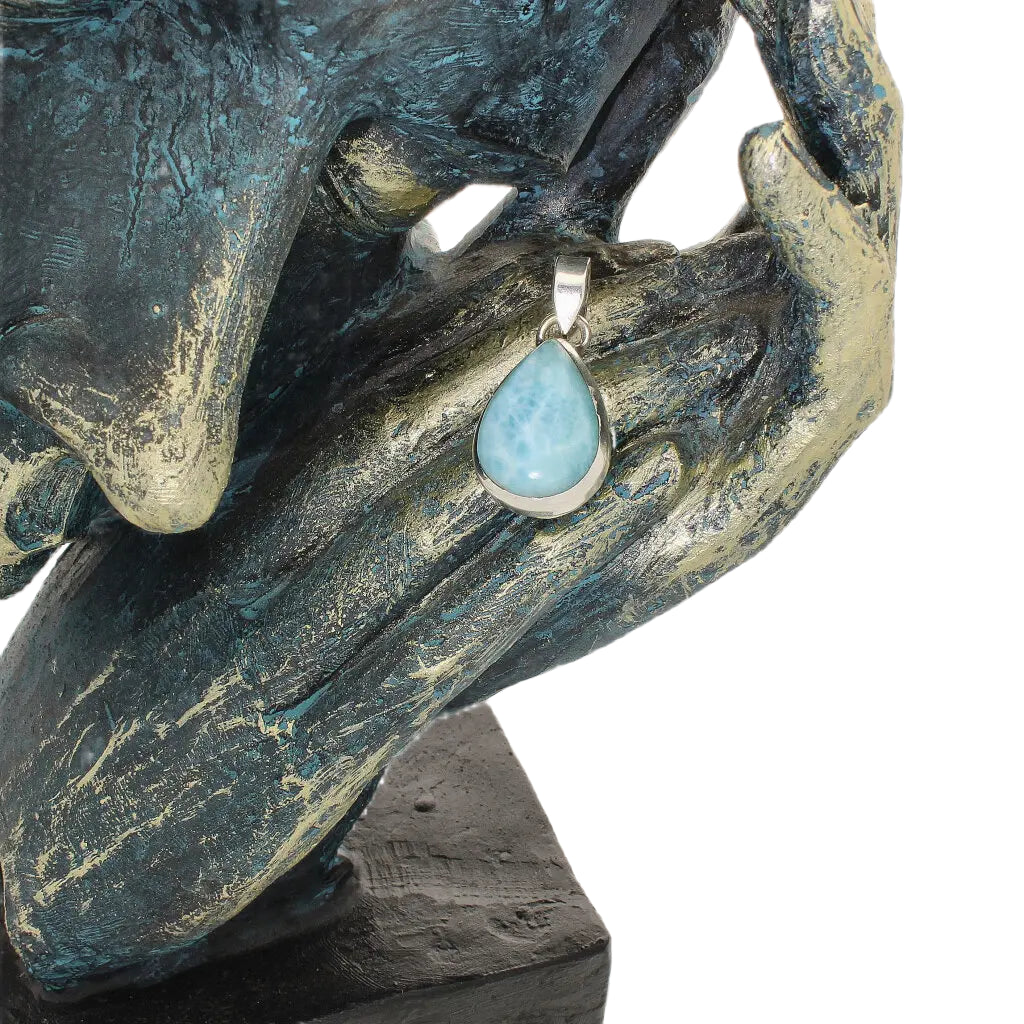 Get your Caribbean Dreams Sterling Silver Larimar Teardrop Pendant - Dominican Republic Blue Stone Jewelry online now or in store at Forever Gems in Franschhoek, South Africa