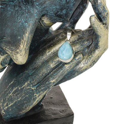 Get your Caribbean Dreams Sterling Silver Larimar Teardrop Pendant - Dominican Republic Blue Stone Jewelry online now or in store at Forever Gems in Franschhoek, South Africa