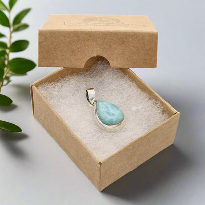 Get your Caribbean Dreams Sterling Silver Larimar Teardrop Pendant - Dominican Republic Blue Stone Jewelry online now or in store at Forever Gems in Franschhoek, South Africa
