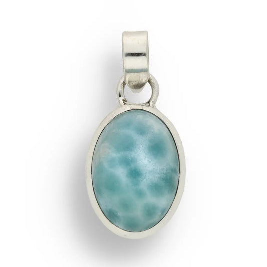 Get your Caribbean Serenity Sterling Silver Larimar Oval Pendant - Dominican Republic Ocean Stone Jewelry online now or in store at Forever Gems in Franschhoek, South Africa