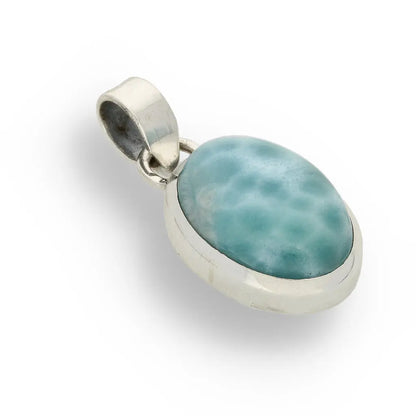 Get your Caribbean Serenity Sterling Silver Larimar Oval Pendant - Dominican Republic Ocean Stone Jewelry online now or in store at Forever Gems in Franschhoek, South Africa