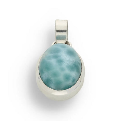 Get your Caribbean Serenity Sterling Silver Larimar Oval Pendant - Dominican Republic Ocean Stone Jewelry online now or in store at Forever Gems in Franschhoek, South Africa